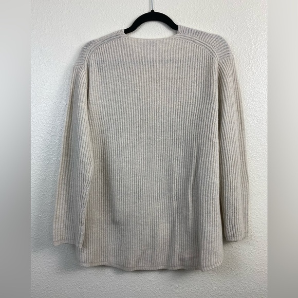 Madewell Wool Nkit V-Neck Long Sleeve Cozy Beige Cream Fall Winter Sweater Small - Picture 2 of 12